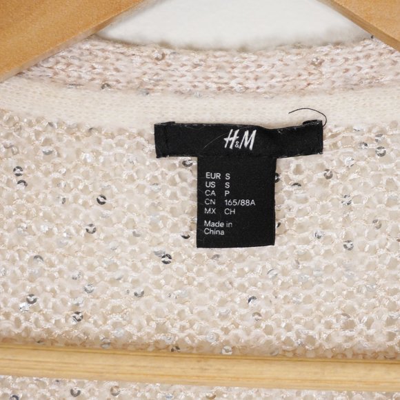 ⭐️ H&M Golden Sequin knit long sleeves cardigan sweater Size S - Picture 6 of 7